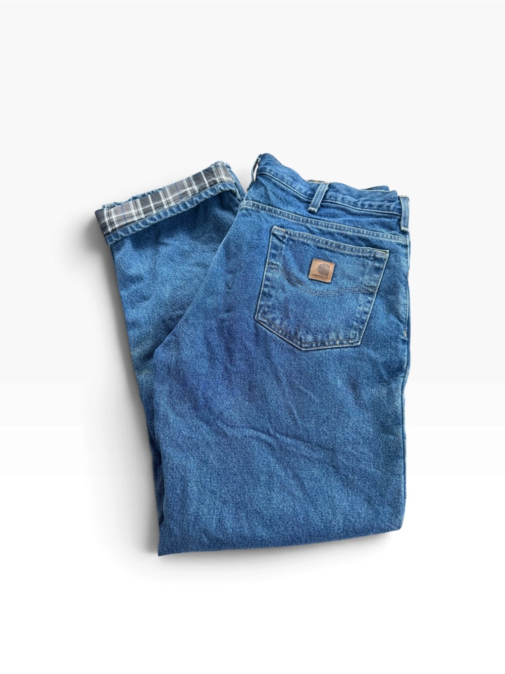 Carhartt Men’s Blue Relaxed Fit Flannel Lined Denim Jeans 33x32